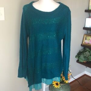 Signature Studio teal tunic sweater